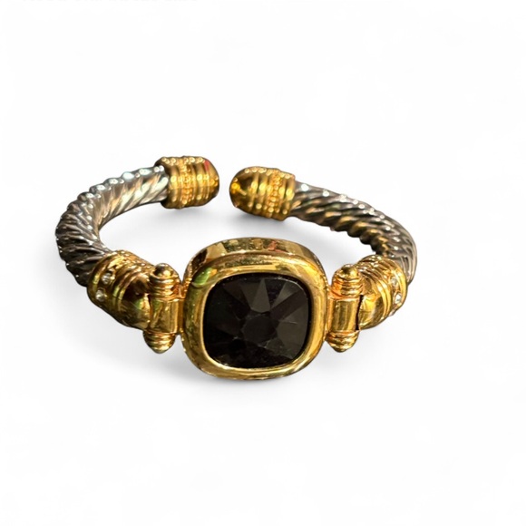 Vintage Gold and Silver Joan Rivers Bracelet with Black Stone - Picture 1 of 6